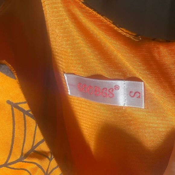 NWOT Women's Halloween Dress Orange Black Dress Pumpkin Spiderweb Mini Goobgs - Picture 9 of 9